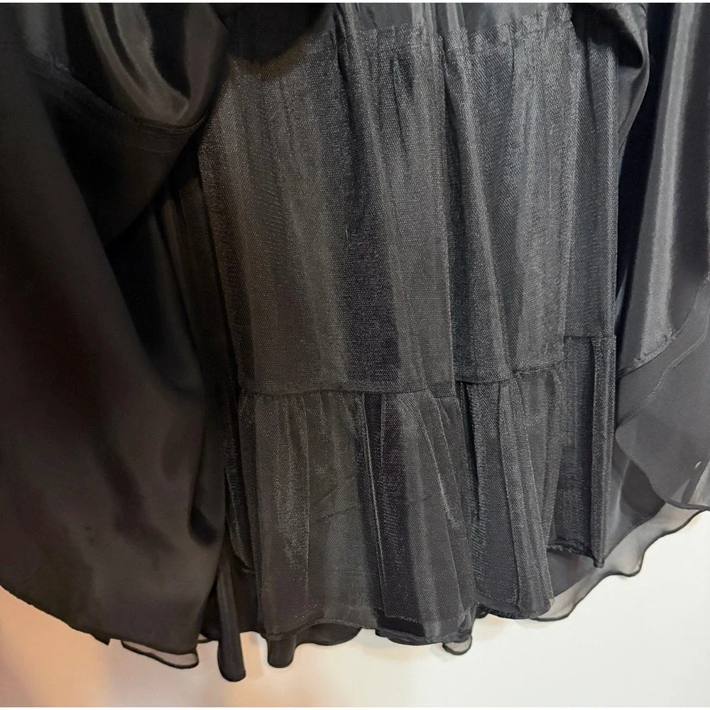 Lapis Whimsigoth 100% Silk Chiffon Midi Dress Women Sz M Fairycore Dark Romantic - Picture 5 of 10